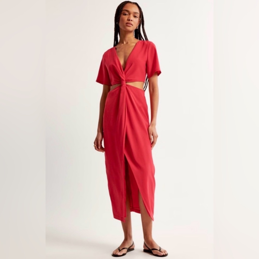 Abercrombie & Fitch Knotted Cutout Midi Dress XS NWT